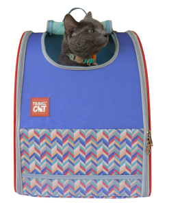 “The Roam With Me” Cat Backpack - Chevron Terracotta Sky