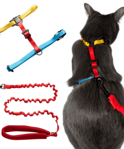 "The Day Tripper" Perfect Adjustable H-Style Cat Harness & Bungee Leash Set